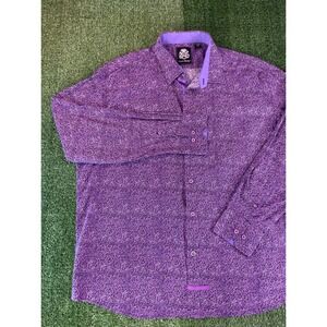 English Laundry Mens Purple Abstract Geometric Print Button Down Shirt XXL